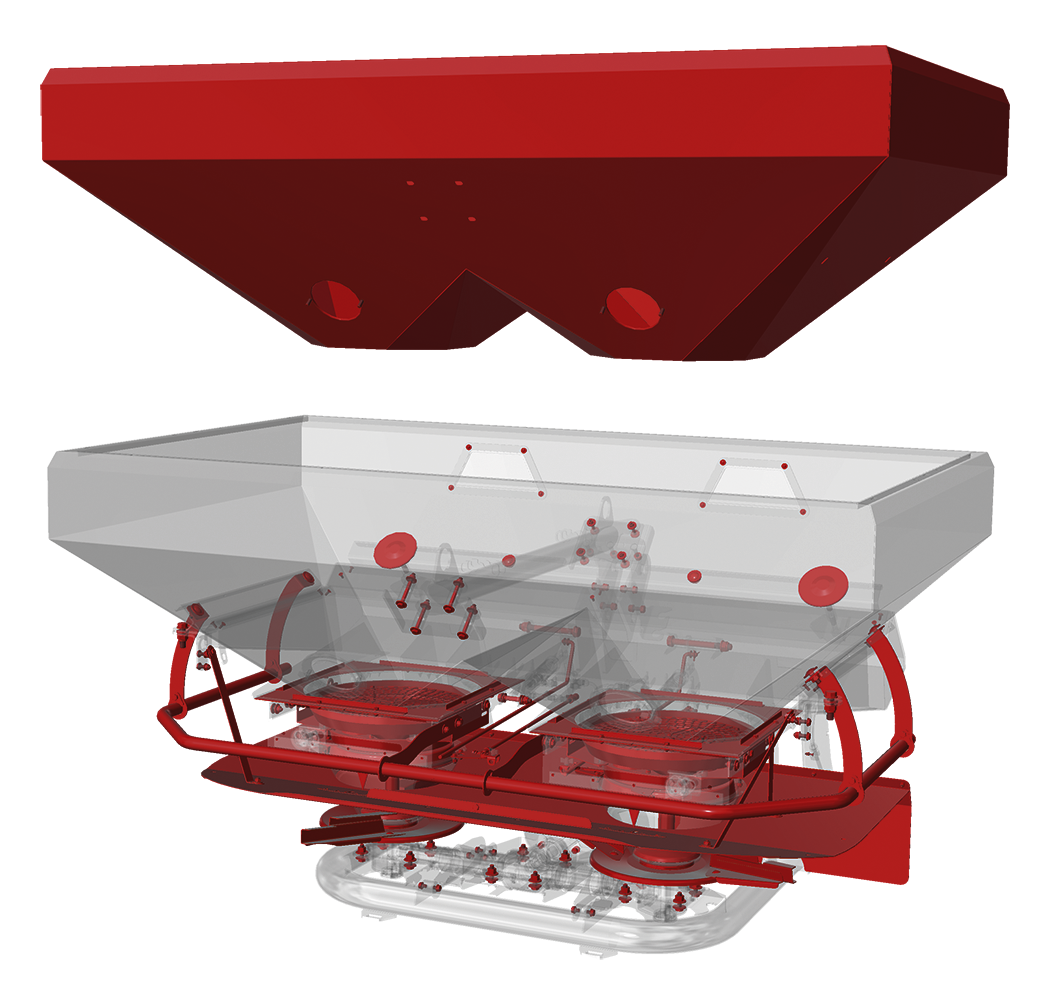 Máquina profesional de fertilización Eurospand en diseño técnico.