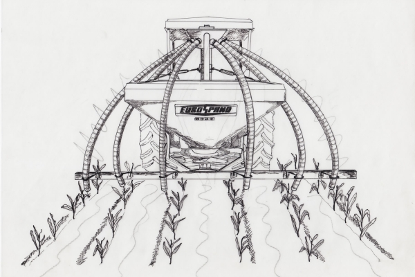 Изображение чертежа профессиональной машины спандиконциме Eurospand на поле.