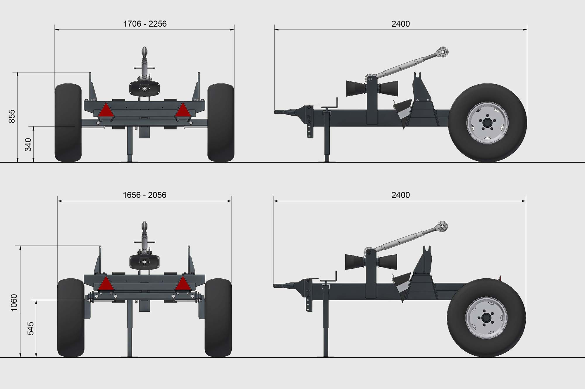 Desen tehnic spandiconcime Eurospand cu dimensiuni de referință.