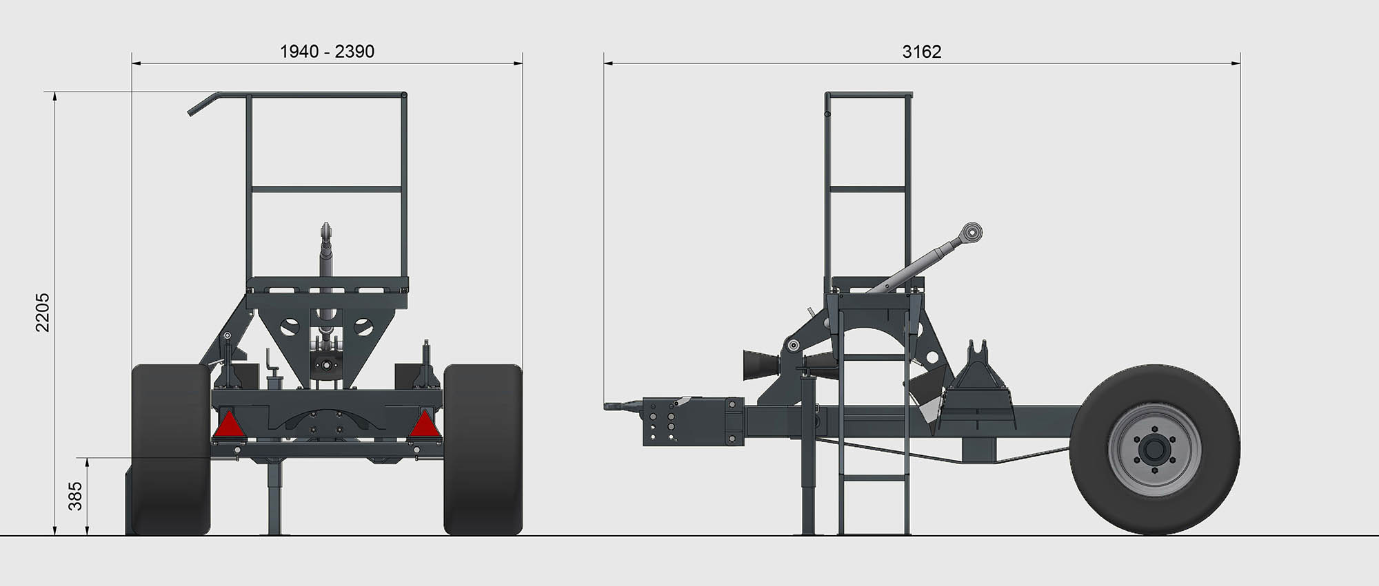 Desen tehnic al unei mașini spandiconcime profesionale de la Eurospand.