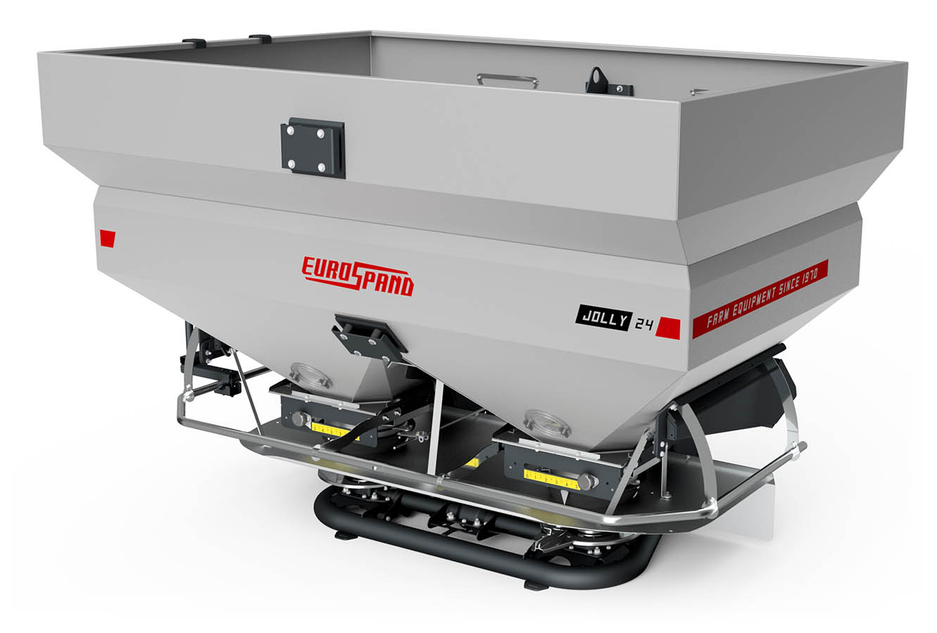 Eurospand Jolly 24 professional fertilizer spreader machine in gray finish.