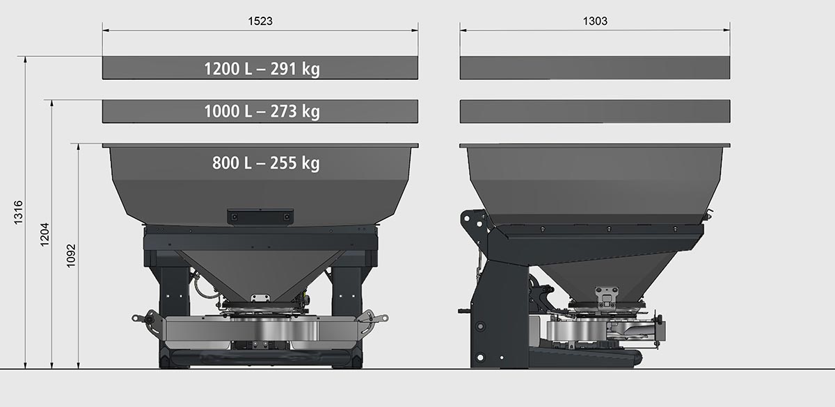 Емкости спандукемов Eurospand: 800L, 1000L, 1200L. Технические характеристики.