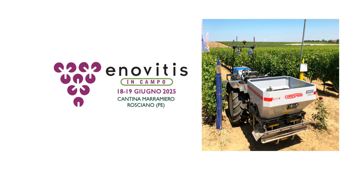 Épandeur Eurospand dans les vignes lors de l'événement Enovitis in Campo 2025.