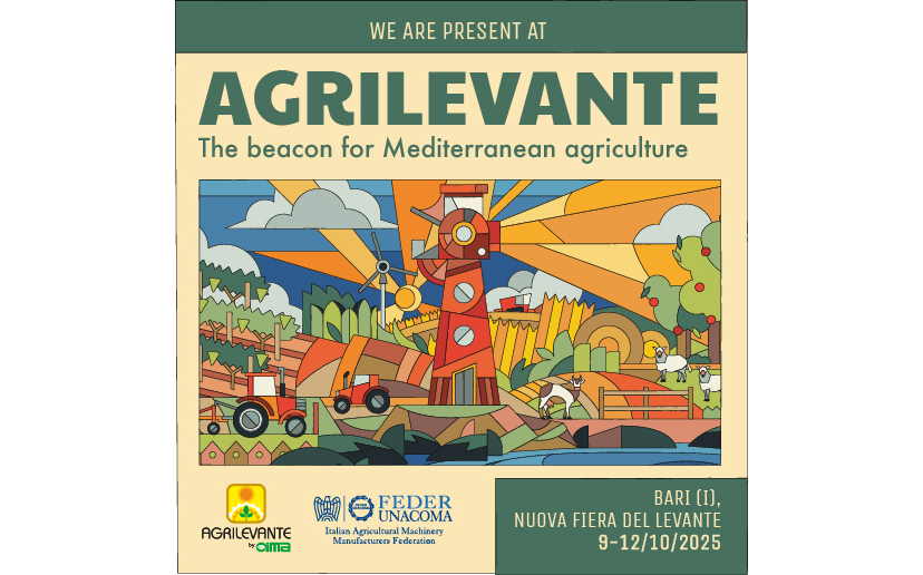 Affiche colorée de l'événement Agrilevante 2025 à Bari, Italie.